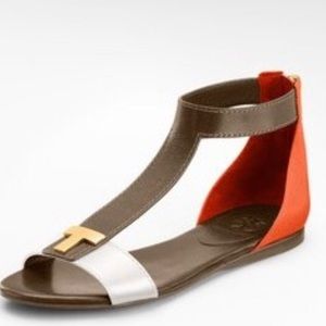 Tory Burch Women's tan and orange sz 11  Casey Flat Sandals